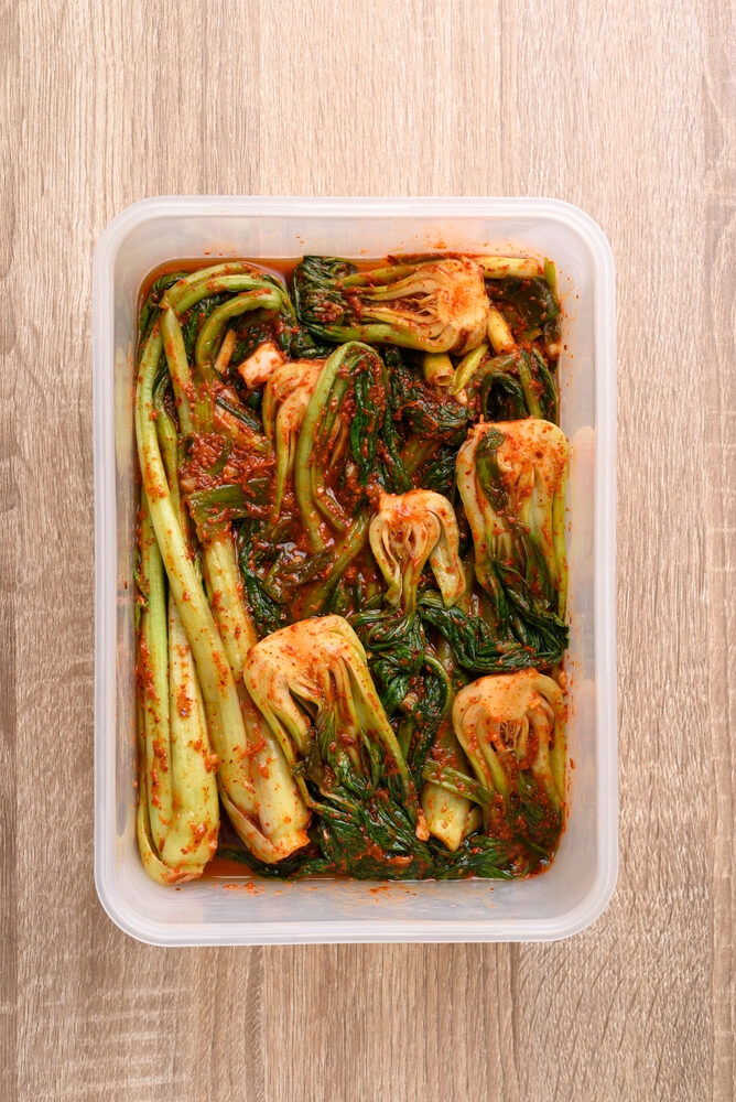 bok choy kimchi soaking