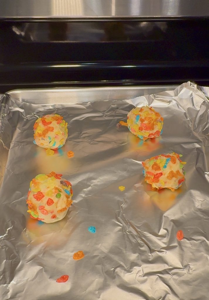 Fruity Pebble Marshmallow Cookies dough balls